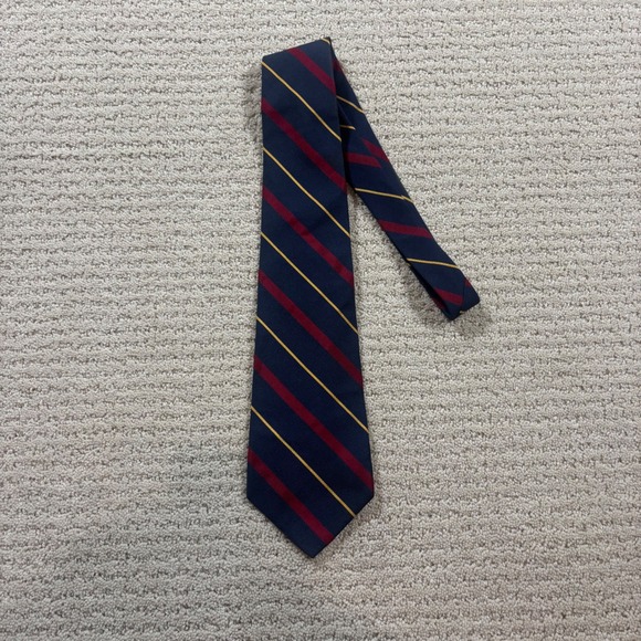Lauren Ralph Lauren Necktie Blue Red Gold Striped Silk Classic Menswear - Picture 1 of 7